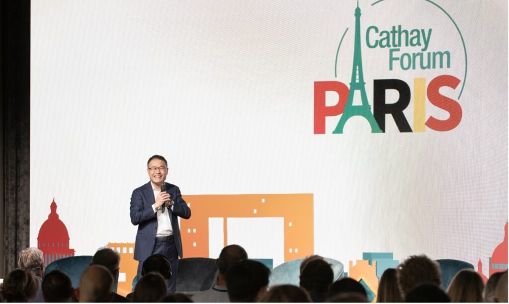 Mingpo Cai, Founder of Cathay Capital, gives opening speech at Cathay Forum in Paris 2023